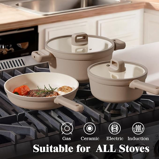 SENSARTE 20Pcs Pots and Pans Set Nonstick, Ceramic Cookware Set Non Stick - Image 7