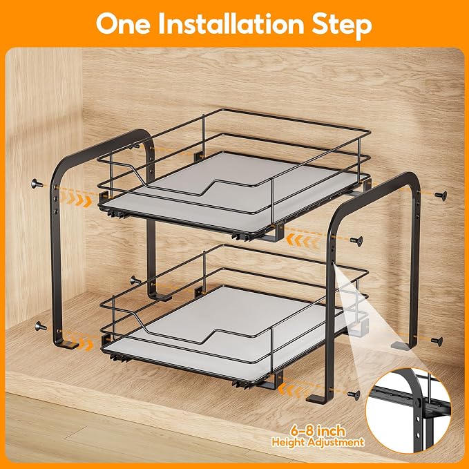 Spice Rack Organizer for Cabinet, 2 Tier Vertical Pull Out Spice Rack – Heavy - Image 4