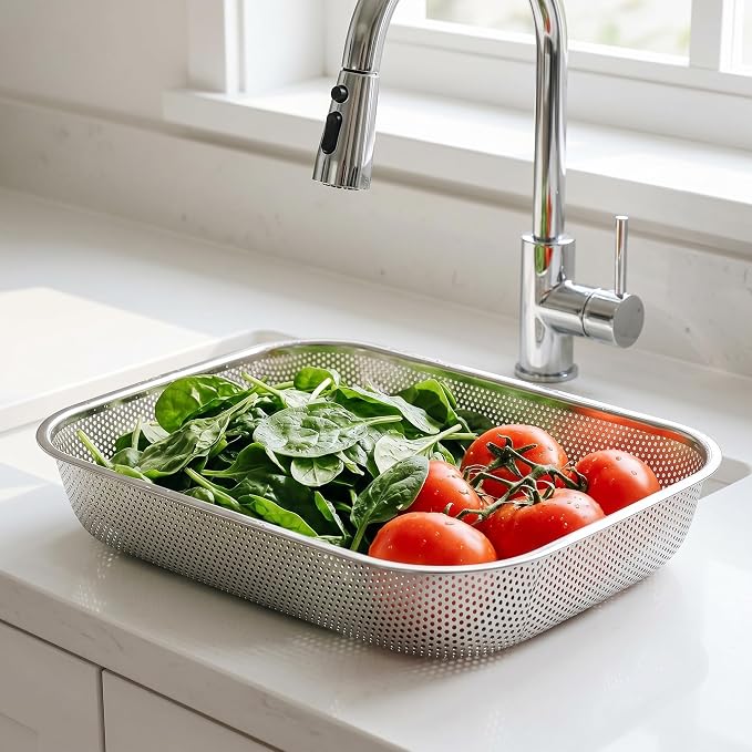 Cedilis 2 Pack Large Stainless Steel Colander Strainer, 6 Quart Mesh Vegetable - Image 6