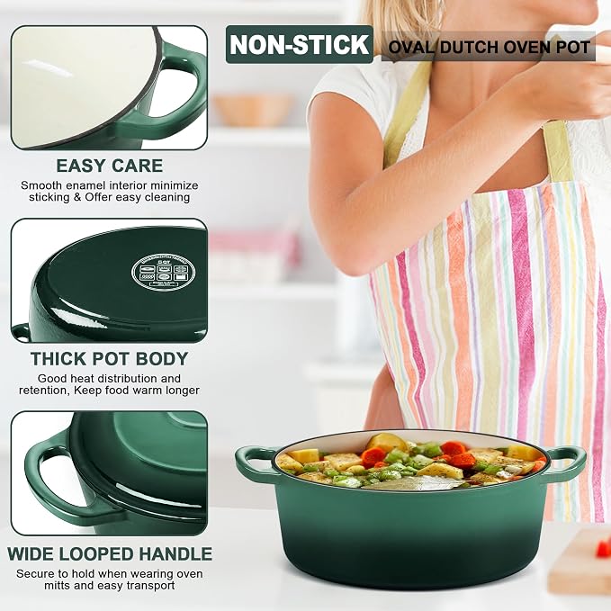 E-far 5QT Oval Dutch Oven Pot - Image 3