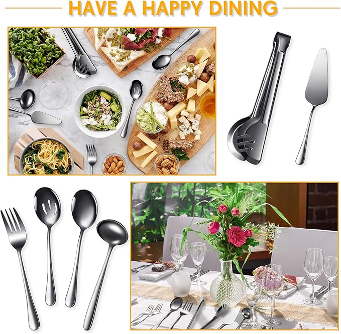 Patelai Serving Utensils Set Include Stainless Steel Large Spoons Slotted - Image 5