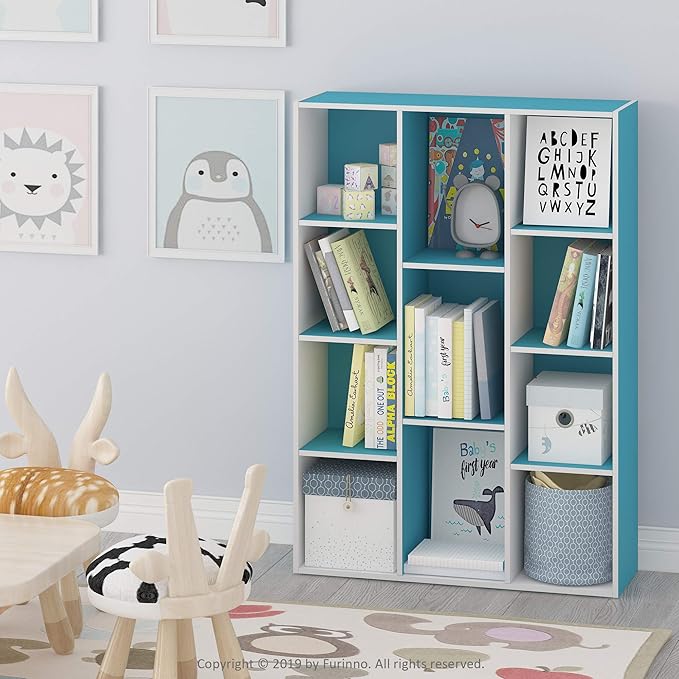Furinno LUDER Book Shelf, 11-Cube Bookshelf, Reversible Bookcase, 9.4 x 29.1 x - Image 2
