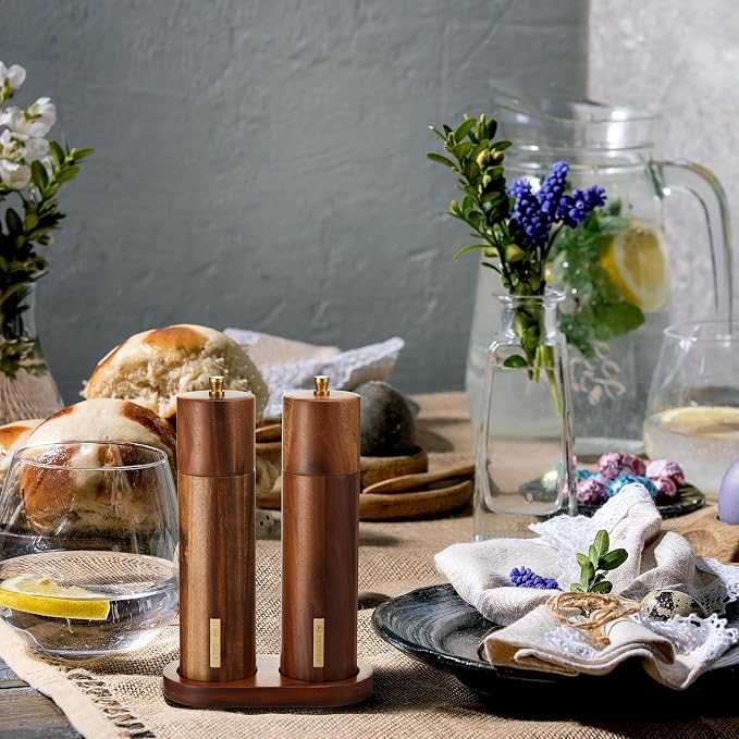 Wooden Salt and Pepper Grinder Set 8 Inch Manual Salt and Pepper Mill - Image 7