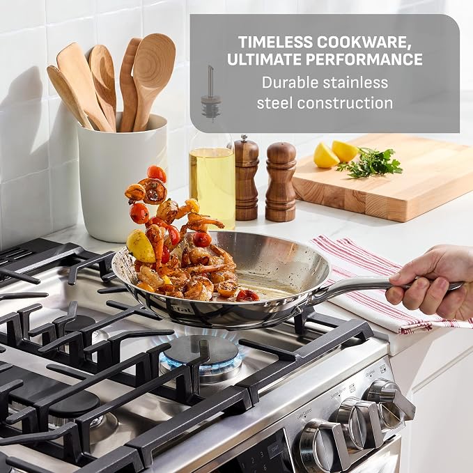 T-Fal Gourmet Stainless Steel Fry Pan 8.5 Inch Induction Compatible Skillet Pan - Image 2
