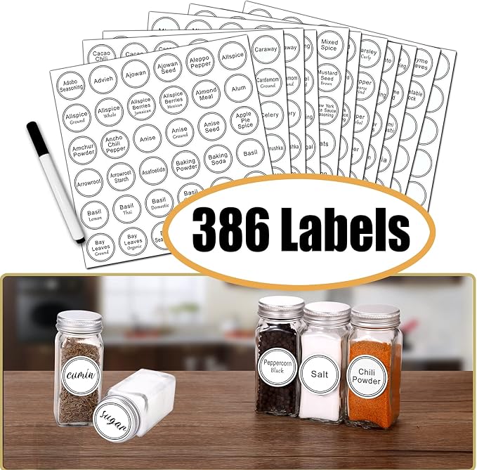 SWOMMOLY 48 Glass Spice Jars - Image 3