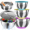 Nicdiet Mixing Bowls with Airtight Lids, Stainless Steel Mixing Bowl Set with 3 by AUFETQ