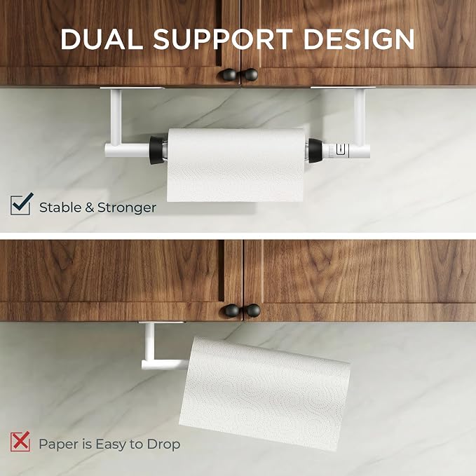 FORIOUS Paper Towel Holder Under Cabinet, Single Hand Operable - Image 8