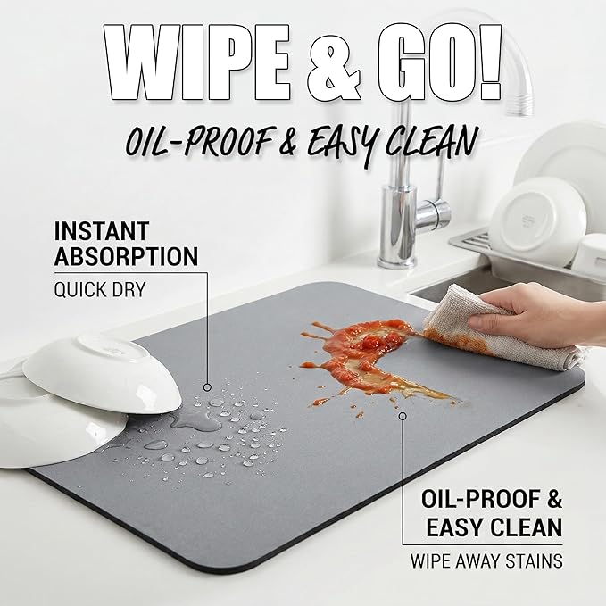 Extra Large Dish Drying Mats: 33"L x 17"W XXL Customizable Trimmable Non-Slip - Image 3