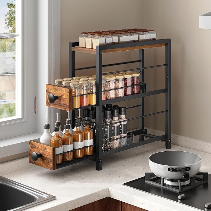 YATINEY Spice Rack, 3-Tier Pull Out Spice Rack Organizer - Image 2