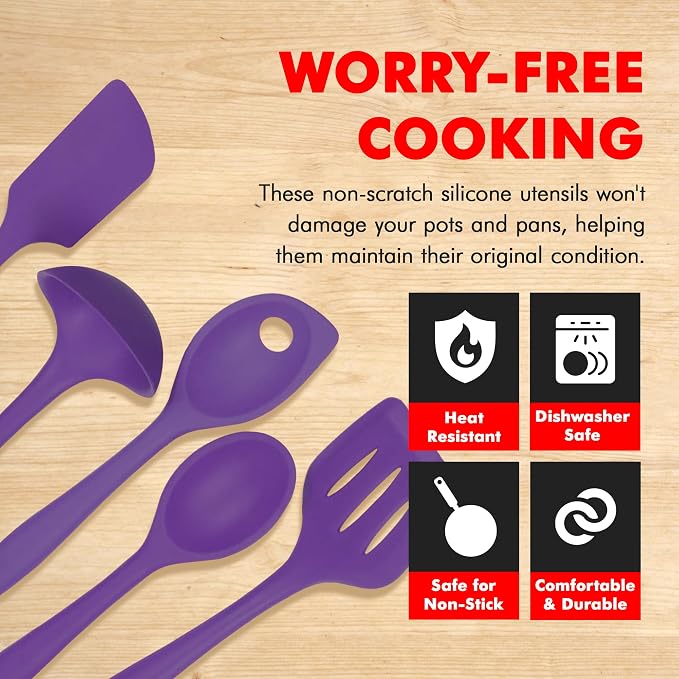 Chef Craft Premium Silicone Kitchen Tool and Utensil Set, 5 Piece - Image 3