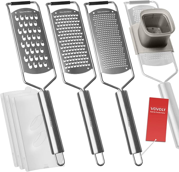 Vovoly 4-Pcs Pro Set Zester Grater Set, Cheese Grater by VOVOLY