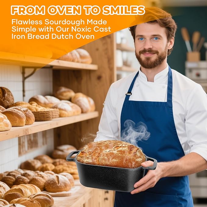 Oval Dutch Oven for Bread Baking, Pre-seasoned Cast Iron Bread Pans for - Image 6