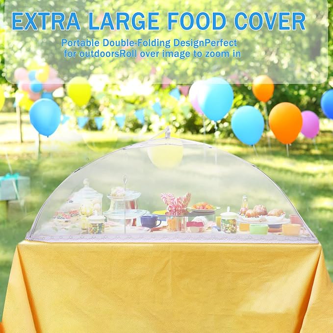 JULBEAR 4 Pcs Extra Large Mesh Food Cover Tent Umbrella Food Screen Covers - Image 6