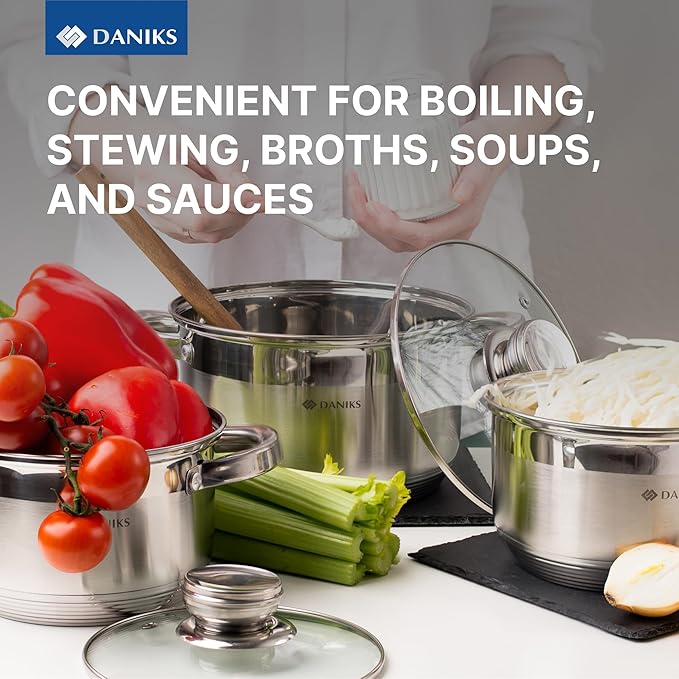 Daniks Standard 11-Piece Stainless Steel Cookware Set - Image 7