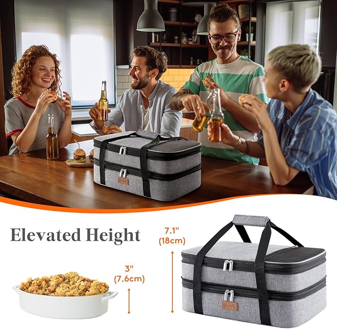 Lifewit Insulated Double Decker Casserole Carrier, Expandable Lasagna Lugger - Image 4