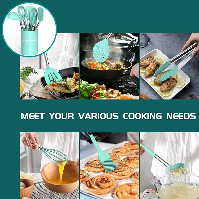 Silicone Cooking Utensil Set, Umite Chef 15pcs Silicone Cooking Kitchen - Image 4