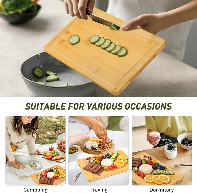 Bamboo Wood Cutting Board for Kitchen 12" x 8" Mini Wooden Charcuterie Boards - Image 4