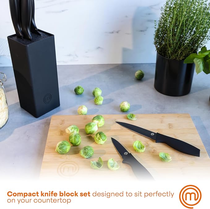 MasterChef Knife Set with Block, 6 Kitchen Knives and a Universal Knife Holder - Image 3