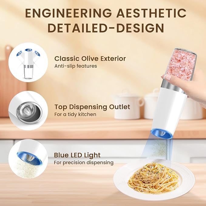 Gravity Electric Salt And Pepper Grinder Set, Automatic Salt And Pepper Grinder - Image 4