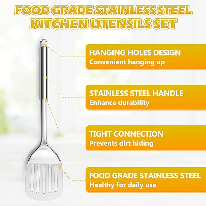 E-far 6-Piece Cooking Utensils Set, Stainless Steel Kitchen Utensils, Metal - Image 7