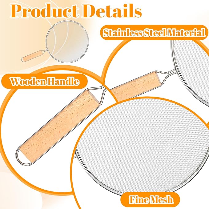 8.3Inch Grease Splatter Screen, Stainless Steel Grease Splatters Guard - Image 3