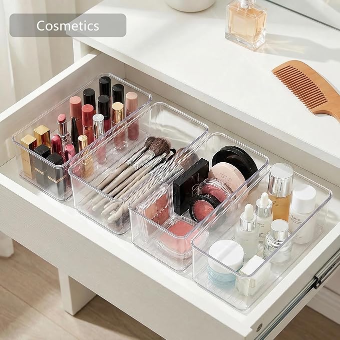 Qilinba 8 PACK Drawer Organizer Bins Bathroom Deep Drawer Silverware Organizers - Image 5