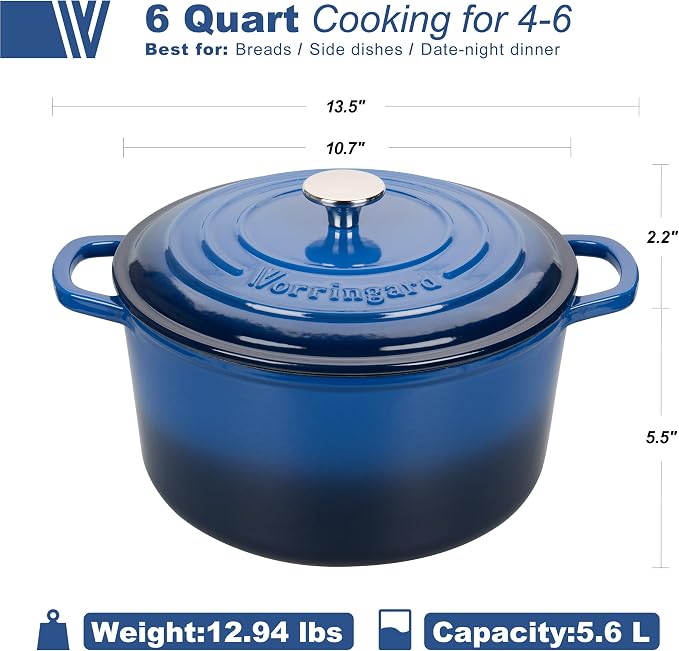 VORRINGARD Enameled Cast Iron Dutch Oven Pot - Image 2