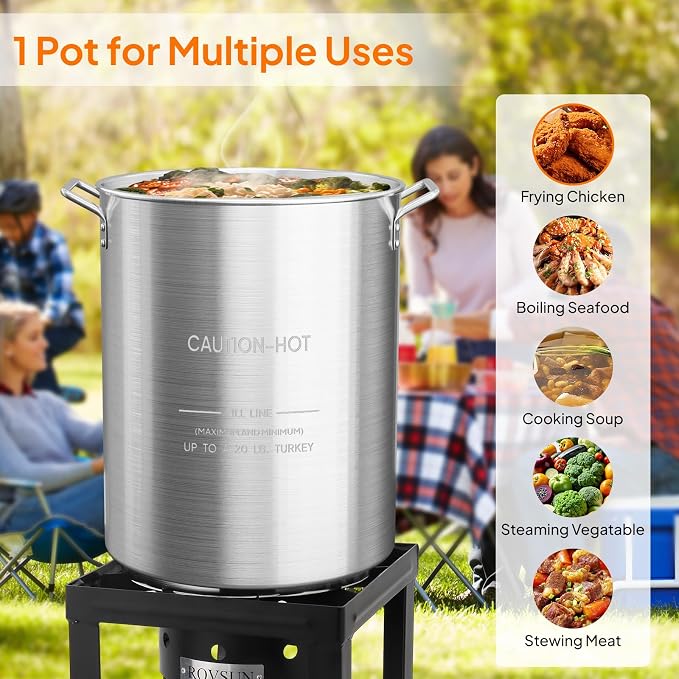ROVSUN 30QT Turkey Fryer Pot & Seafood Boil Pot - Image 5