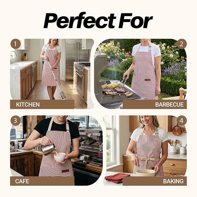 2Pack Adjustable Kitchen Apron for Women Men - Image 7
