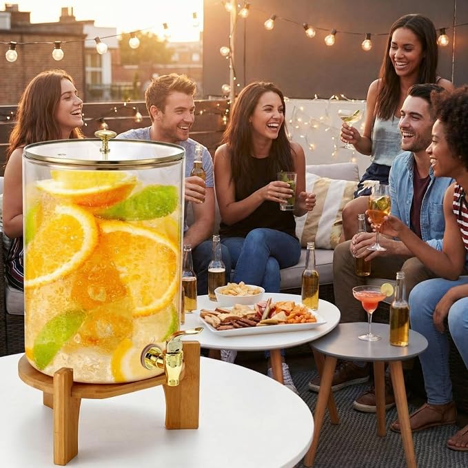 Honeydak 2 Pack 2 Gallon Each Amber Glass Drink Dispensers - Image 5