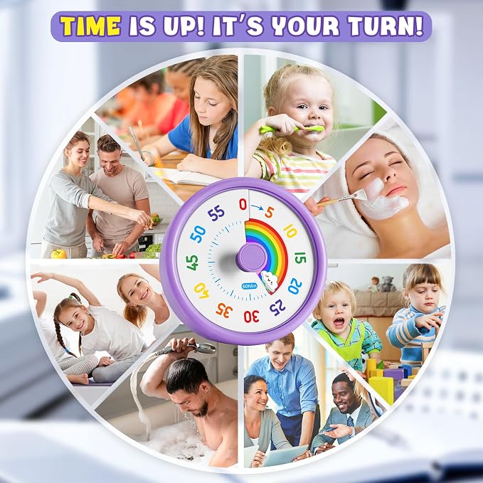 HIPPIH Visual Timer for Kids, 60 Minute Countdown Timers for Classroom Kitchen - Image 9