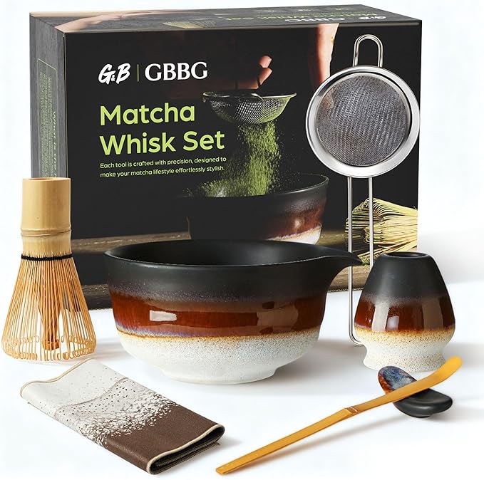 Matcha Whisk Set, Ceramic Matcha Kit Desert Style, Matcha Whisk and Bowl by GBBGhome