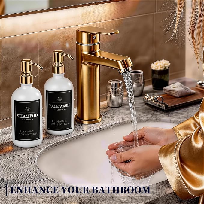 White Glass Soap Dispenser Set of 2, 16oz Hand and Dish Soap Dispenser - Image 7