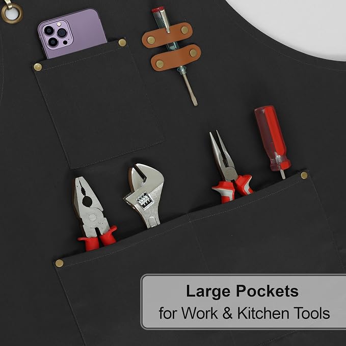 RUVANTI Work Aprons for Men, Oil & Water Repellent, PolyCotton Cross Back - Image 8