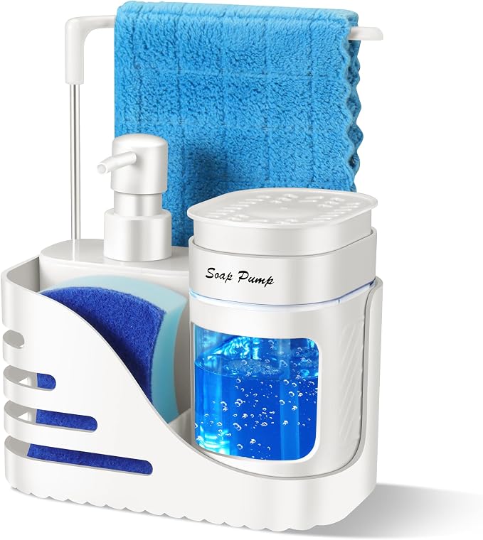 Kitchen Soap Dispenser Set, 4-in-1 Dual Hand and Dish Soap Dispenser by Eavida