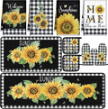 Fourluoo 10 Pcs Sunflower Kitchen Decor 4 White and Black Buffalo Plaid Kitchen by Fourluoo
