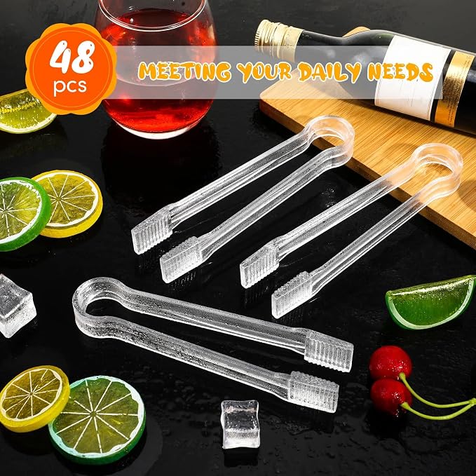 Nuogo 48 Pcs Plastic Buffet Serving Tongs 6.3 Inch One-off Clear Kitchen Tongs - Image 5