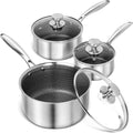 MICHELANGELO Triply Stainless Steel Pot Set, Hybrid Nonstick Saucepan Set by Michelangelo