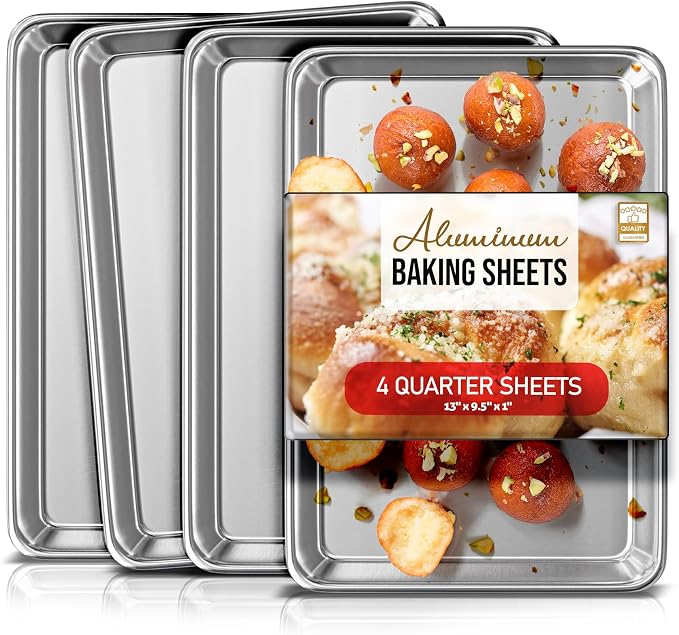 Eatex Aluminum Baking Sheet Set, 4 Pack Cookie Sheet Set, 9x13 Baking Pan Set by Eatex