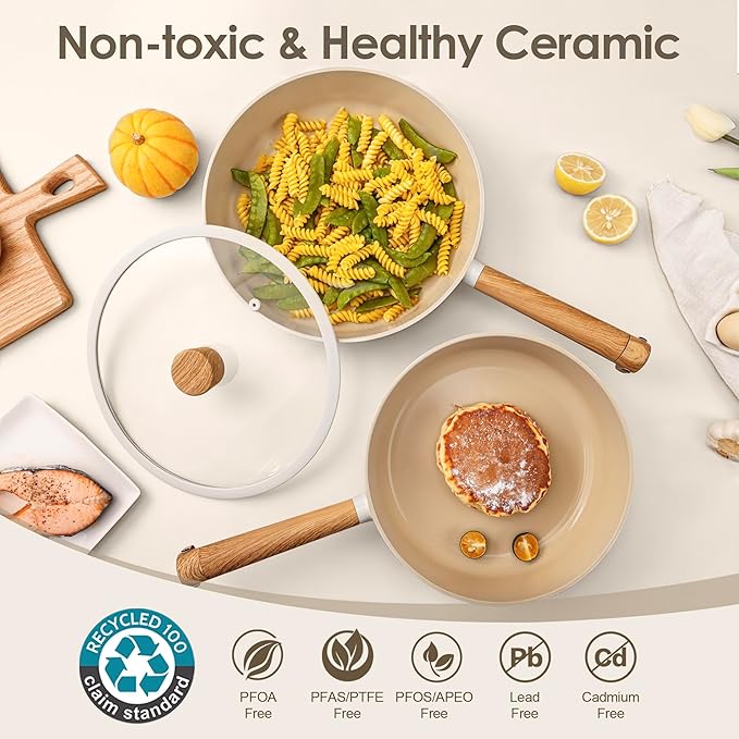 SENSARTE 17Pcs Ceramic Nonstick Cookware Set Non-toxic Healthy Pots and Pans - Image 5