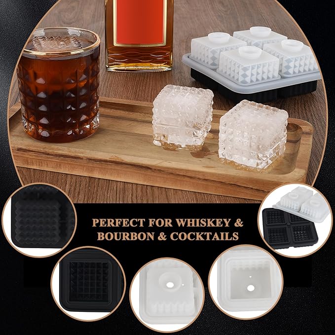 2-Inch Whiskey Ice Cubes Mold, Silicone Ice Cube Trays - Image 2