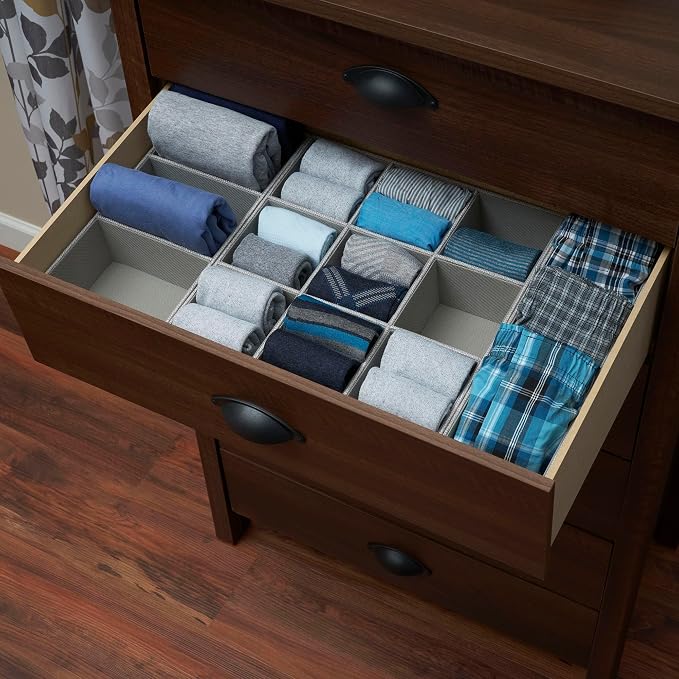 Household Essentials Grey 728-1 Deep 9 Section Drawer Organizer Box - Image 4
