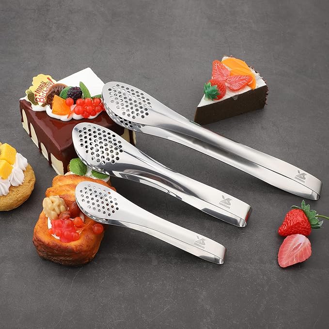 MSY BIGSUNNY Chef Kitchen Tongs Stainless Steel Food Serving Tongs Set Buffet - Image 5