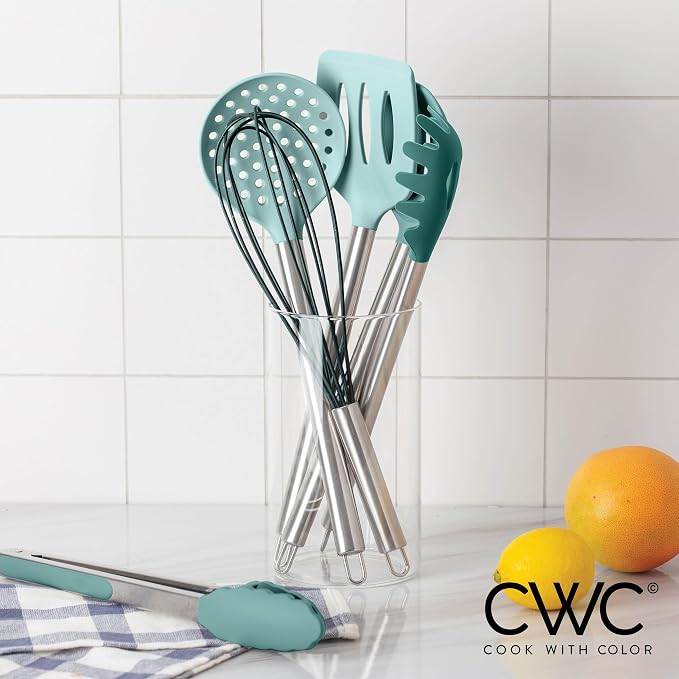 COOK WITH COLOR Silicone Cooking Utensils, Kitchen Utensil Set, Cooking Utensils - Image 8