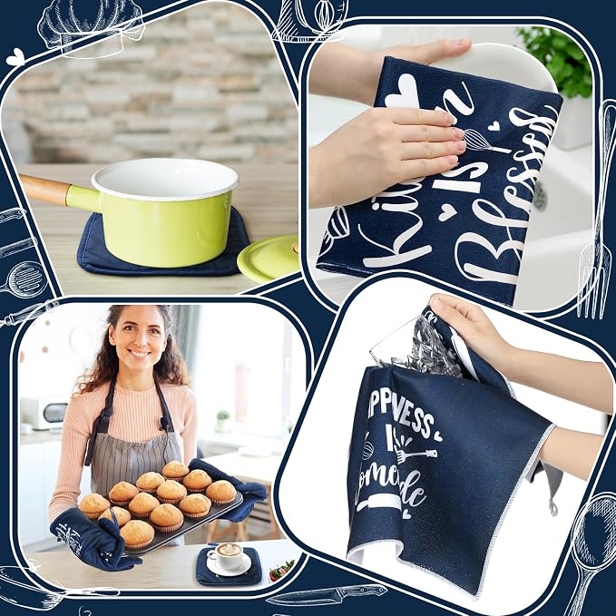 Fourluoo 10 Pcs Farmhouse Kitchen Decor and Accessories Set 4 Kitchen Towels 2 - Image 5