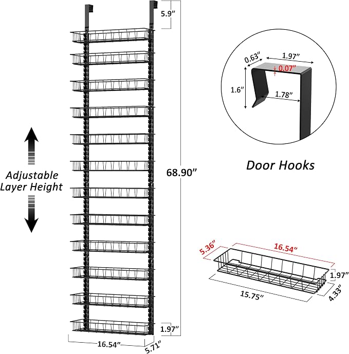 Churboro Over the Door Pantry Organizer Rack - Image 2