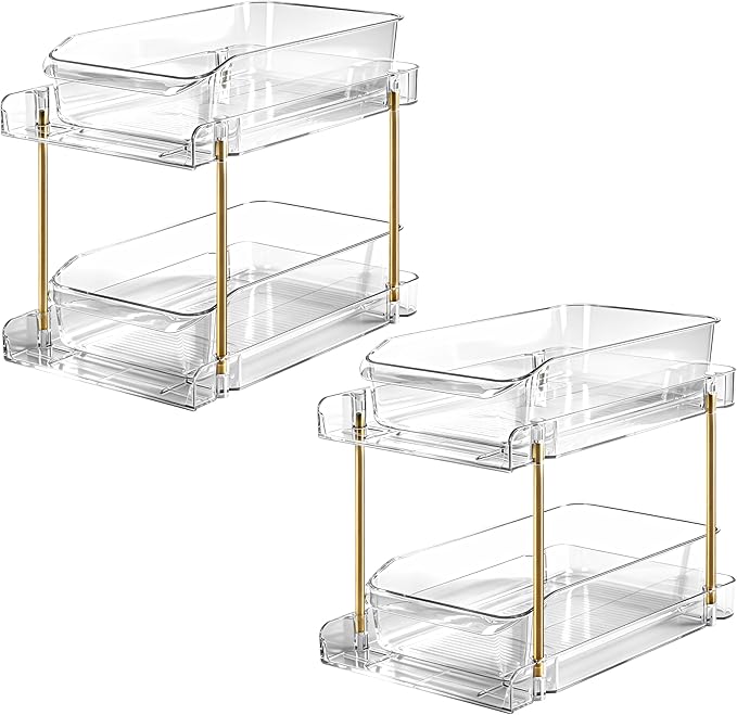 LAREKUN2pack 2-Tier Organizer & Storage Unit Stackable Bathroom Cabinet by LAREKUN