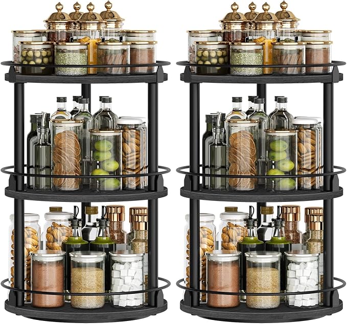 YATINEY Spice Rack, 3 Tier Turntable Organizer - Image 9