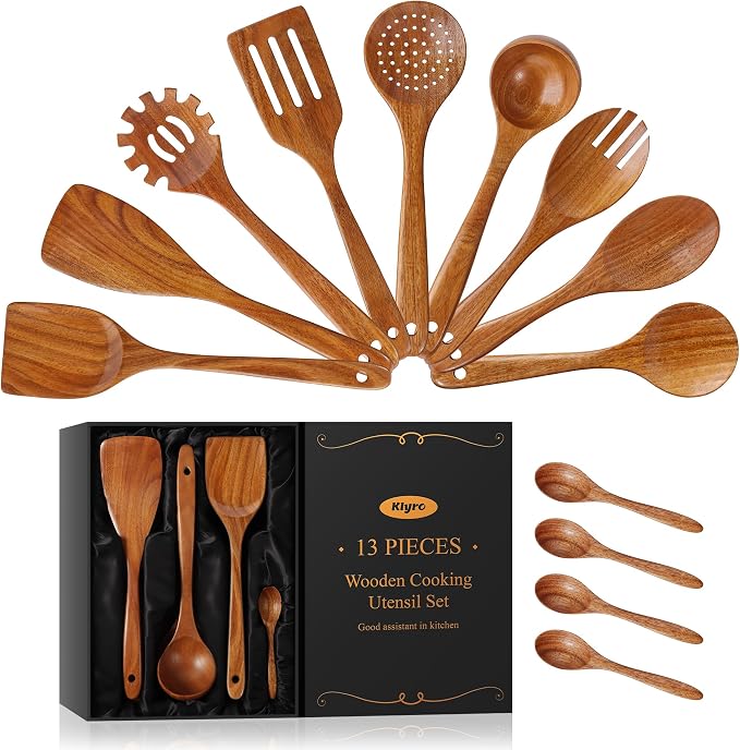 KLYRO 13 Pcs Wooden Cooking Utensil Set by KLYRO