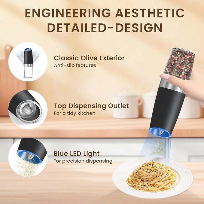 Gravity Electric Salt And Pepper Grinder Set, Automatic Salt And Pepper Grinder - Image 4